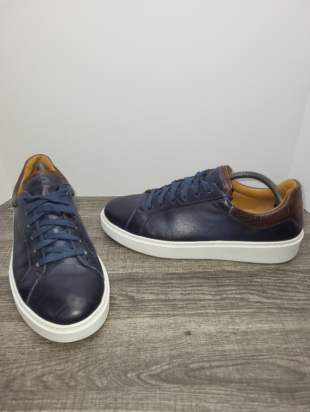 Magnanni Castillo Blue Leather Cuero Sneakers Shoes Men's Size 10 US 43 EU